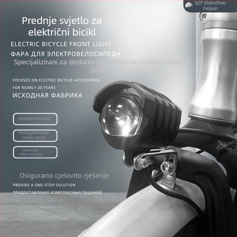 Dvostruko LED prednje svjetlo sa zvučnim signalom, 2-u-1 za sklopivi električni skuter i bicikl, s litijskom baterijom
