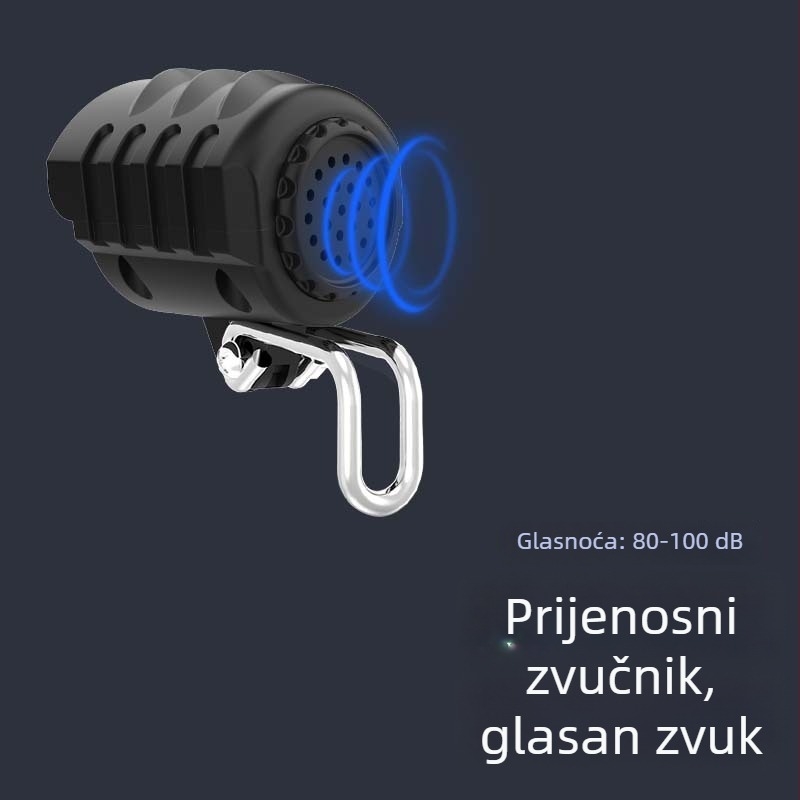 Dvostruko LED prednje svjetlo sa zvučnim signalom, 2-u-1 za sklopivi električni skuter i bicikl, s litijskom baterijom