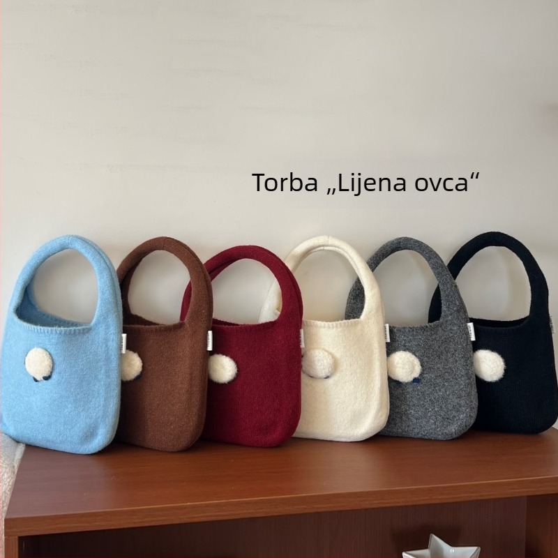 Tote torba od pletene vune u korejskom stilu, slatka i opuštena za žene, jesen-zima, svestrana i umjetnička