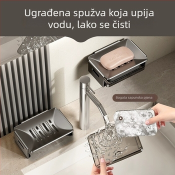 Zidna kutija za sapun od Space aluminija za kupaonicu sa odvodom, dimenzije 12.5 × 8.5 × 4 cm