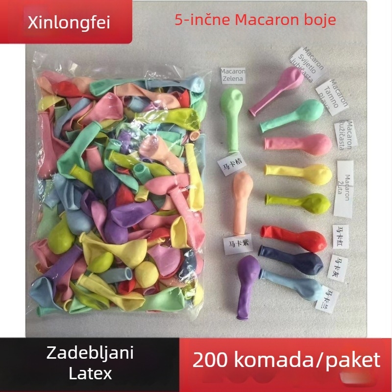 5-inčni lateks baloni u macaronskim bojama, paket 200 komada, okrugli ukrasni baloni za proslavu rođendana i vjenčanje