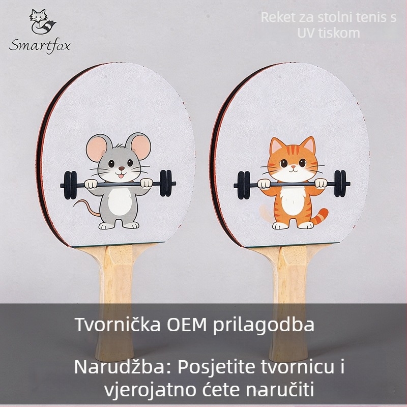 Fox UV ispis reketa za stolni tenis s profesionalnom pločom, horizontalni zahvat, DIY završni proizvod za učenike
