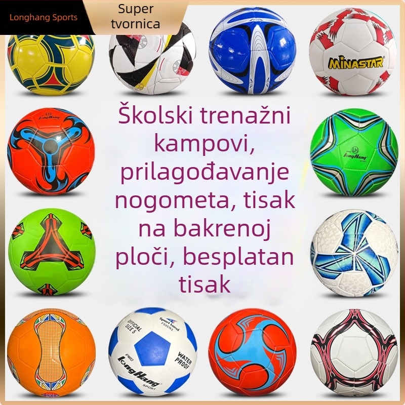 Nogomet broj 5 s prilagođenim logom za trening – PVC koža, šiven strojem