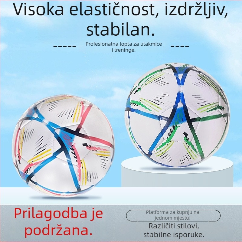 Prilagođena PVC nogometna lopta broj 5, šivana strojem, za trening i natjecanja učenika, s tiskom logotipa