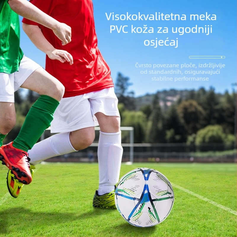 Prilagođena PVC nogometna lopta broj 5, šivana strojem, za trening i natjecanja učenika, s tiskom logotipa