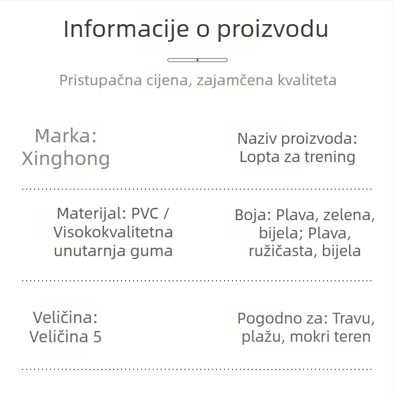 Prilagođena PVC nogometna lopta broj 5, šivana strojem, za trening i natjecanja učenika, s tiskom logotipa
