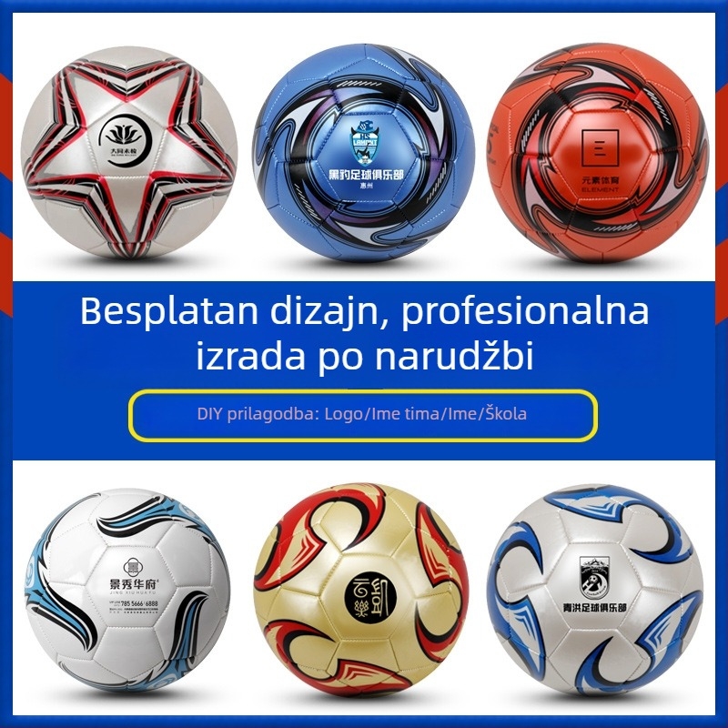 Prilagođeni nogomet s graviranim logom za grupe, djecu i mlade, veličine 3/4/5, PU mekana koža
