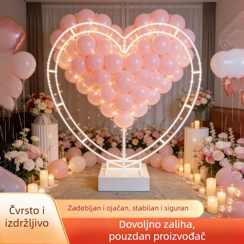 Kovan cvjetni stalak u obliku srca za svadbenu arku i scensku dekoraciju