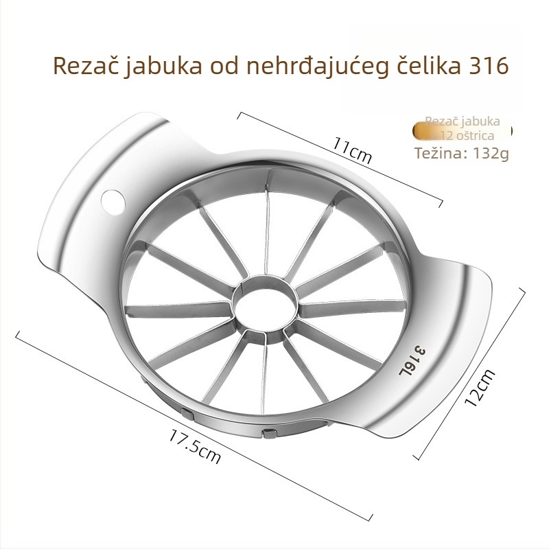 316 nehrđajući čelik - rezač jabuka s 12 oštrica, odvajač voća i uklanjanje sjemenki, kuhinjski rezač za dragon fruit