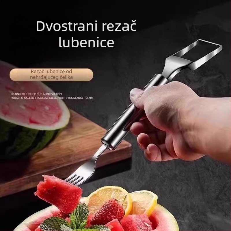 Nerđajući čelik – dvostruko glave dinje nož-žlica, voćna vilica, višenamjenski alat za rezanje pulpe dinje