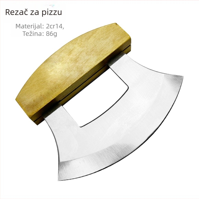 Nož za pizzu od nehrđajućeg čelika s drškom od breze, višenamjenski rezni alat za tijesto i sir
