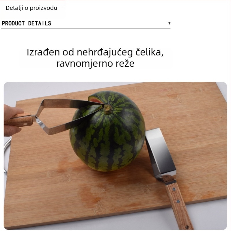 Rezač dinje s drvenom ručkom, alat od nehrđajućeg čelika za voće