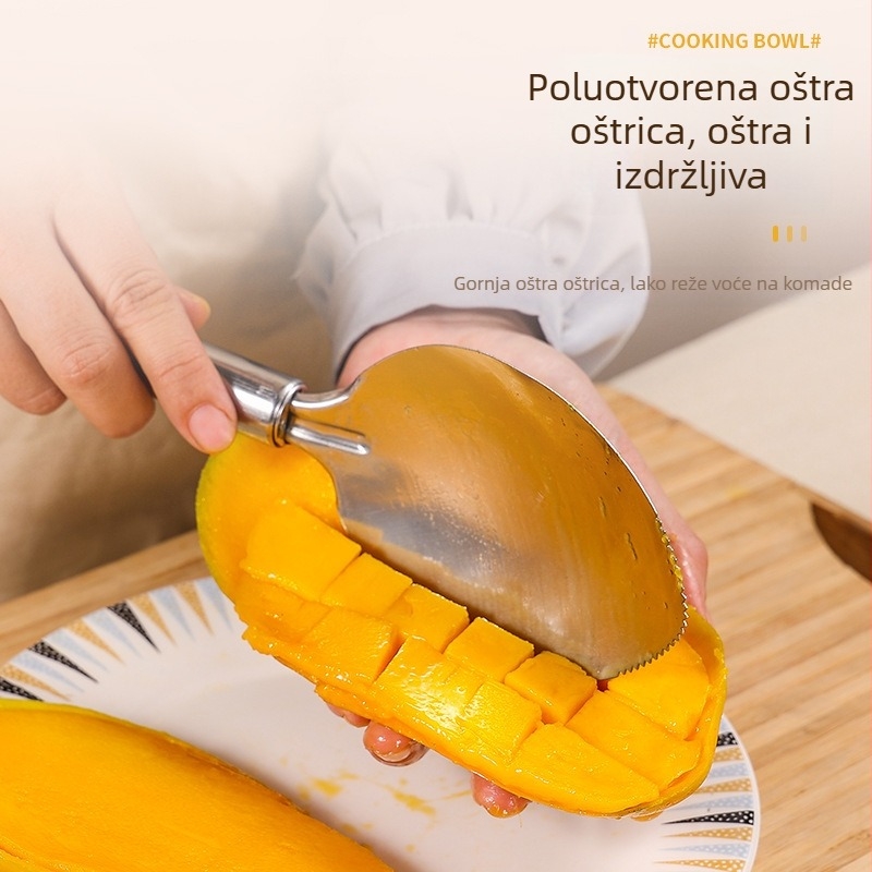 Nerđajući čelični nož za mango i voće — alat za rezanje manga, dinje na kockice i guljenje