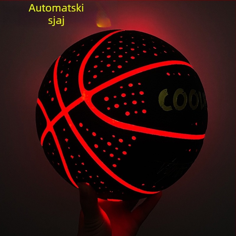 Sjajna košarkaška lopta No. 7, PU materijal, LED reflektirajuće noćno svjetlo — za odrasle