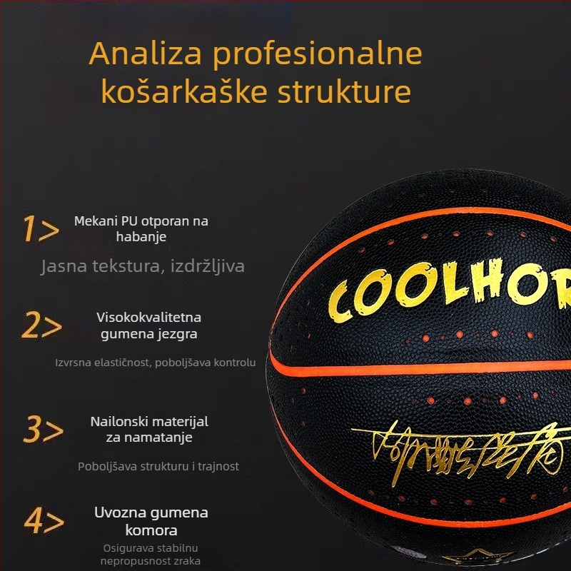 Sjajna košarkaška lopta No. 7, PU materijal, LED reflektirajuće noćno svjetlo — za odrasle