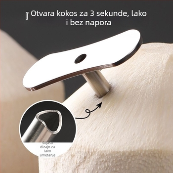 Nehrđajući čelični otvarač kokosa — nož za rezanje, višekratno upotrebljivi alat za otvaranje ljuske mladih kokosova
