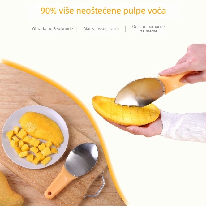 Višenamjenski alat za mango: izdvajanje pulpe, rezanje voća na kockice, žličica za voće, rezanje lubenice na komadiće