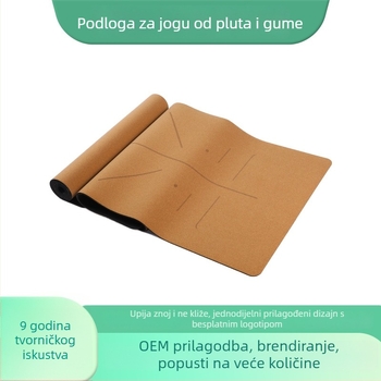 Joga podloga od pluta i gume s protukliznim držačem, tlumenje udaraca, prilagodljiva debljina