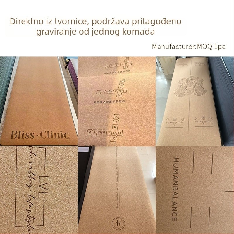Joga podloga od pluta i gume s protukliznim držačem, tlumenje udaraca, prilagodljiva debljina