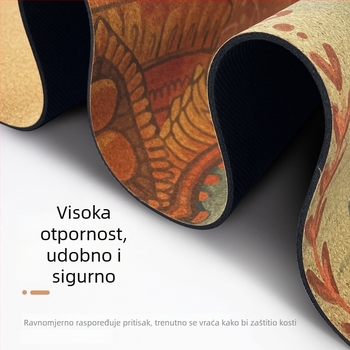 Joga podloga od kore i gume, protivklizna površina, šaren otisak slona, široka i ublažava udarce, za kućnu upotrebu, dimenzije 183 cm x 61 cm, debljina 5 mm.