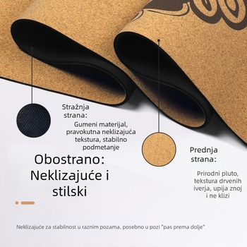 Joga podloga od kore i gume, protivklizna površina, šaren otisak slona, široka i ublažava udarce, za kućnu upotrebu, dimenzije 183 cm x 61 cm, debljina 5 mm.
