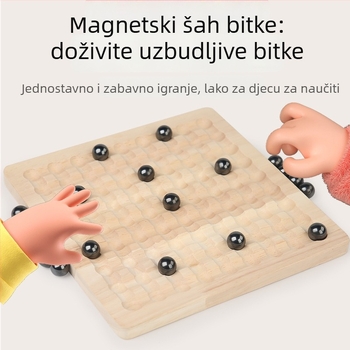 Magnetska bitka šah — drvena stolna igra za djecu i obitelj, edukativna strateška igra