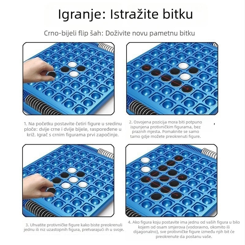 Edukativna društvena igra za roditelje i djecu: Reversi (crno-bijela) za logičko razmišljanje i zaključivanje