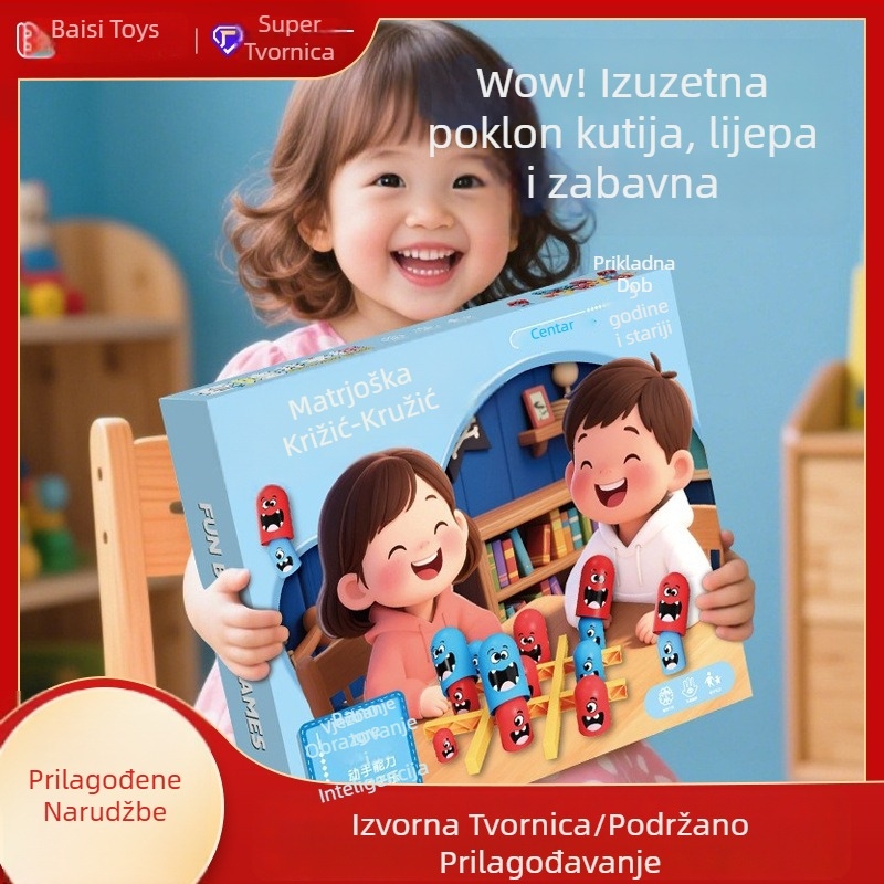 Prilagođena dječja edukativna igračka za razvoj inteligencije, zabavna igra križić-kružić 3x3 za dva igrača, darovni paket