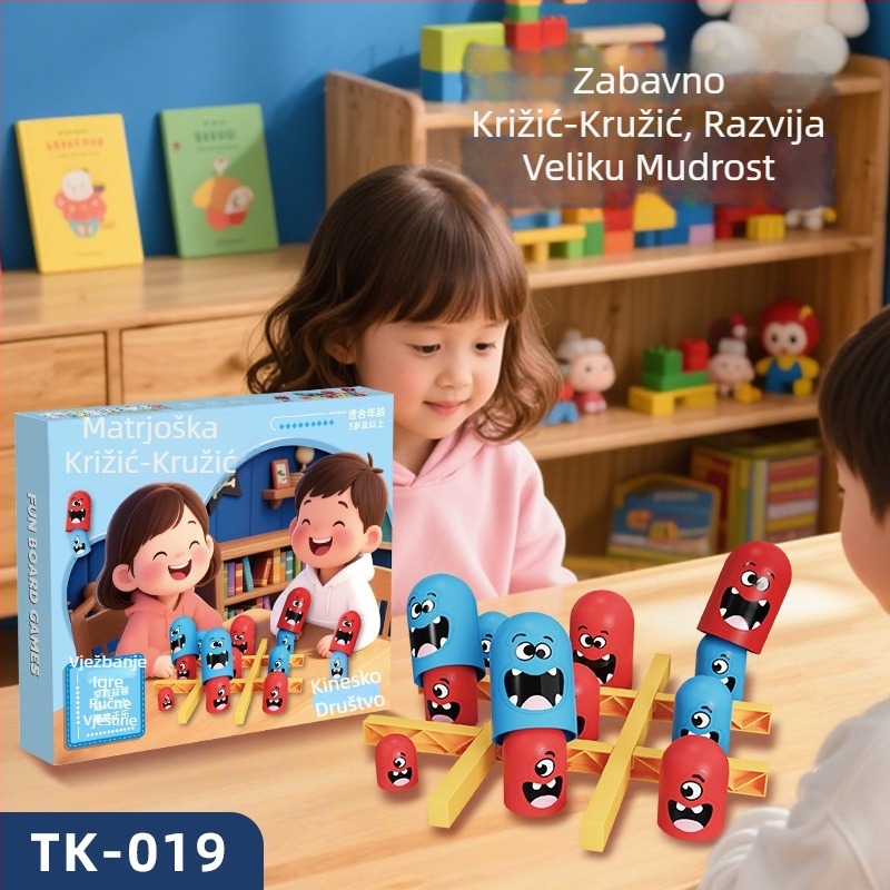 Prilagođena dječja edukativna igračka za razvoj inteligencije, zabavna igra križić-kružić 3x3 za dva igrača, darovni paket
