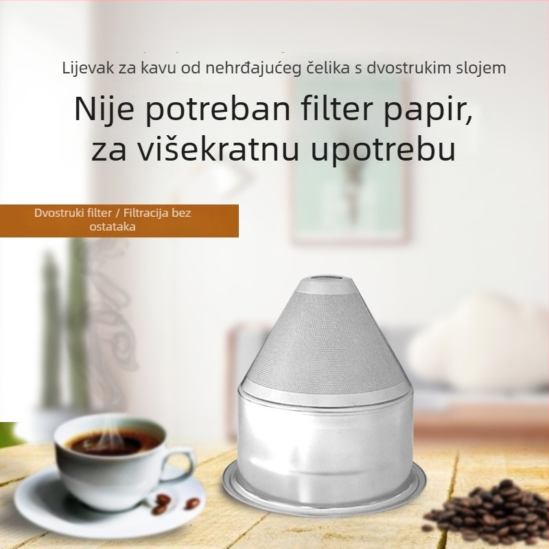 Filter za kavu od nerđajućeg čelika 304, metalni filter kafetijeru, bez papirnoga filtra, prijenosni, lagani luksuzni stil