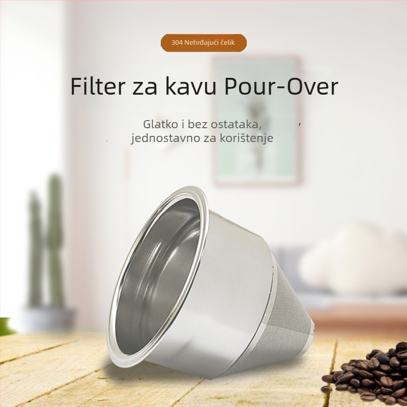 Filter za kavu od nerđajućeg čelika 304, metalni filter kafetijeru, bez papirnoga filtra, prijenosni, lagani luksuzni stil