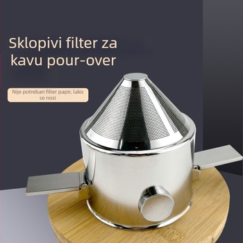 Nehrđavi čelični prijenosni filter za kavu Little Angel, višekratno upotrebljiv, bez papirnog filtera, za vanjsku upotrebu