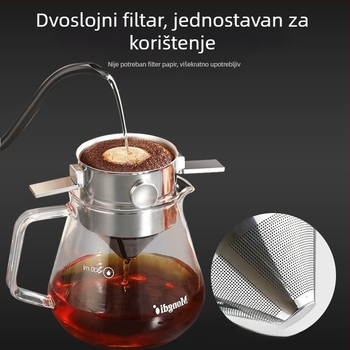 Nehrđavi čelični prijenosni filter za kavu Little Angel, višekratno upotrebljiv, bez papirnog filtera, za vanjsku upotrebu