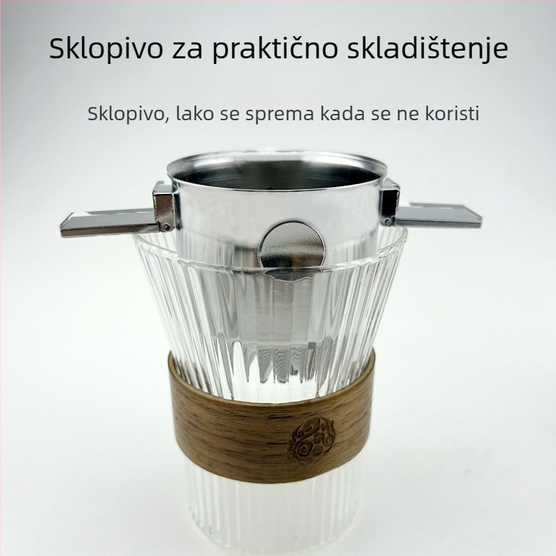 Nehrđavi čelični prijenosni filter za kavu Little Angel, višekratno upotrebljiv, bez papirnog filtera, za vanjsku upotrebu