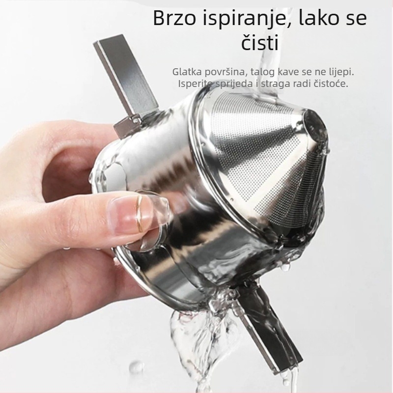 Nehrđavi čelični prijenosni filter za kavu Little Angel, višekratno upotrebljiv, bez papirnog filtera, za vanjsku upotrebu