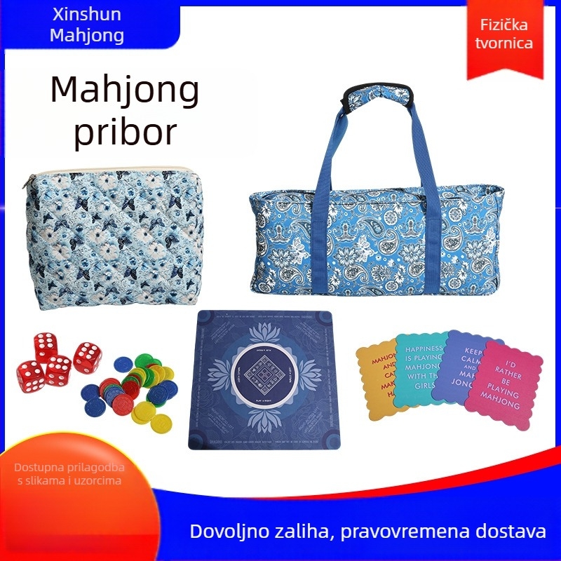 Prijenosna torba za mahjong s velikim kapacitetom za dodatke za mahjong, žetone i kockice