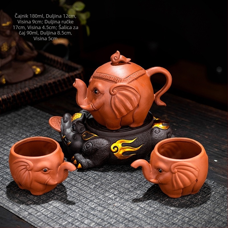Nova kreativna čajna set od ljubičaste gline u obliku fugu ribe, veliki čajnik i šalice, kung fu čajni set s držačem za čajnik