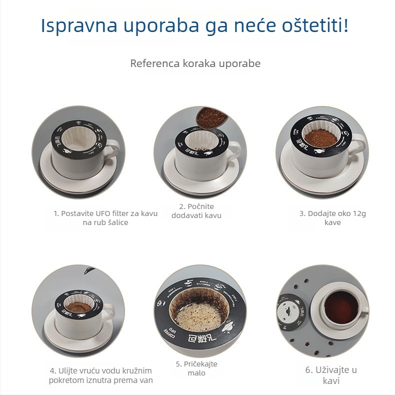 Yan Jie UFO papir za filtriranje kave za pour-over i drip kavu, papir za filtriranje mljevene kave, UFO drip vrećica u limenci