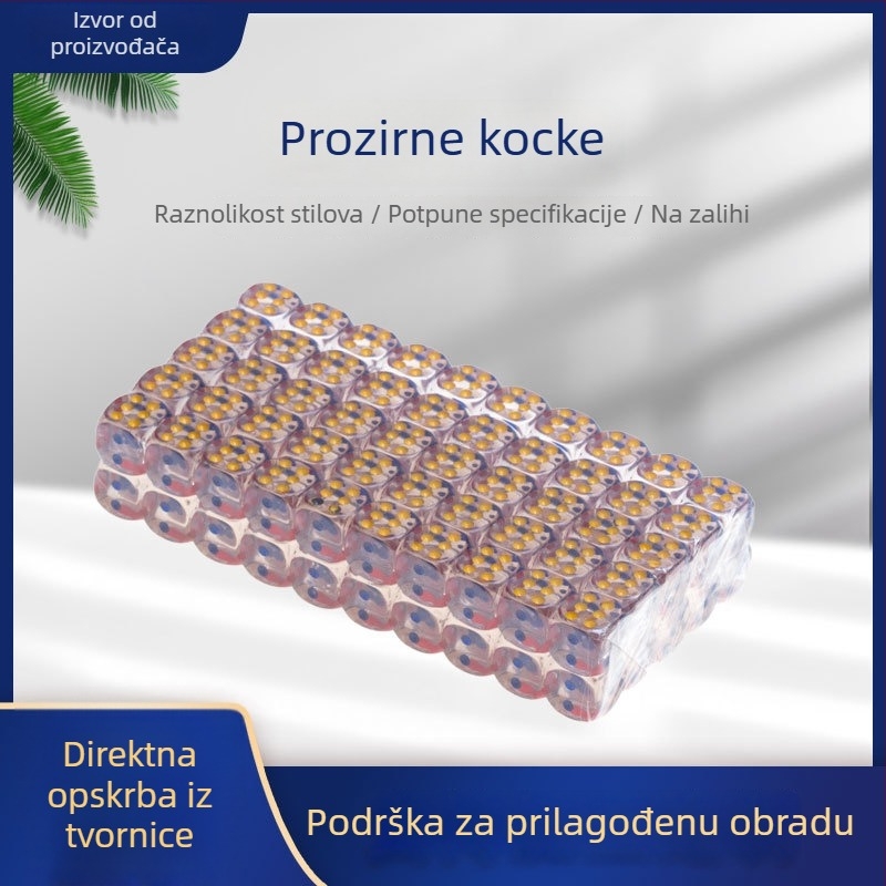 Prozirne akrilne kockice za bar igre, 15 mm