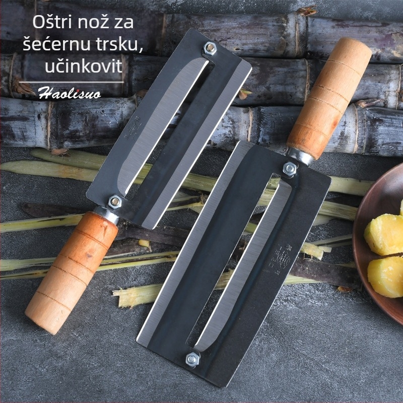Nož od visoko ugljičnog čelika za šećernu trsiku i ananas, drška od drveta – veliki oštar višenamjenski kuhinjski nož