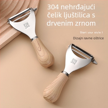 304 nehrđajući čelik – oguljivač s ručkom od imitacije drveta – višenamjenski kuhinjski alat za krumpire i dinje