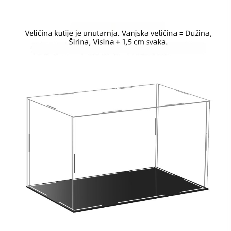 Akril kutija za figure – prozračna kutija za prikaz s zaštitom od prašine, dimenzije 10×10×10 cm, zapremina 1 L, model jlc-41