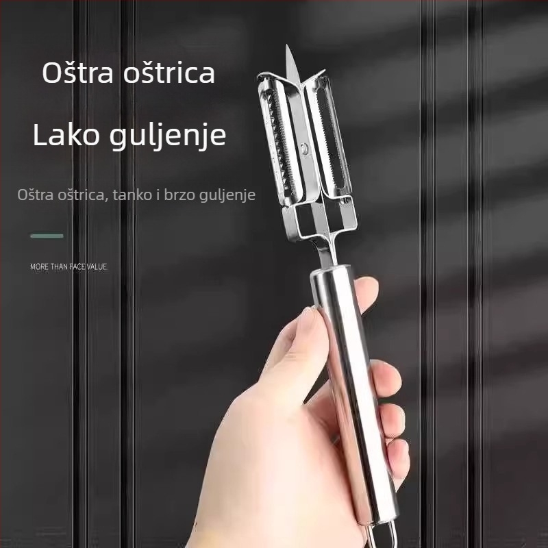 Dvostrani nož za guljenje, višenamjenski oguljivač, nož za voće, trofunkcijski ribnjak, oguljivač, kuhinjski alat, prijenosno