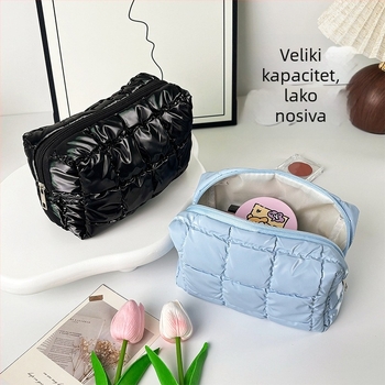 Kozmetička torbica punjena perjem, vodootporna, velika kapaciteta, praktična 3D putna torbica za kozmetiku, slatka 3D mala torbica za pohranu, clutch torbica