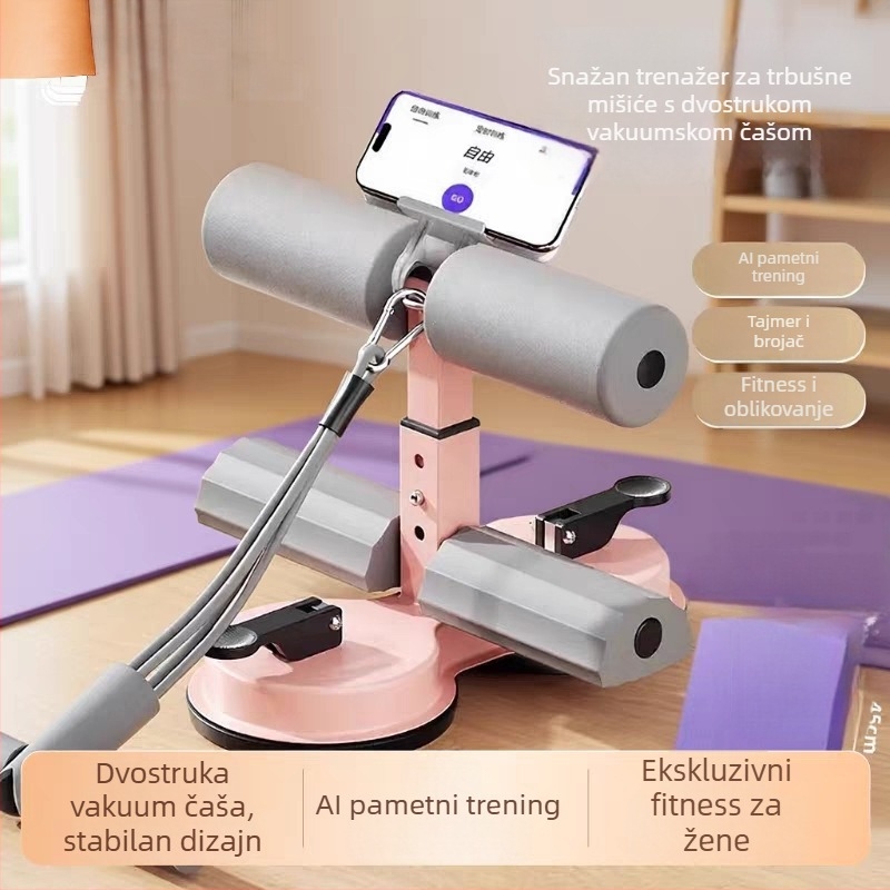 Uređaj za pomoć pri izvođenju sit-upa s usisnim čašicama – kućni fitness uređaj za trening trbušnih mišića