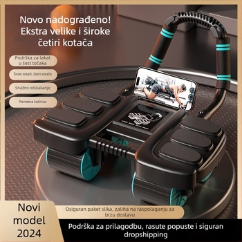 Inteligentni četverokotač kolut za trbušne mišiće s automatskim vraćanjem i šest podrški za lakte za vježbanje trbušnih mišića