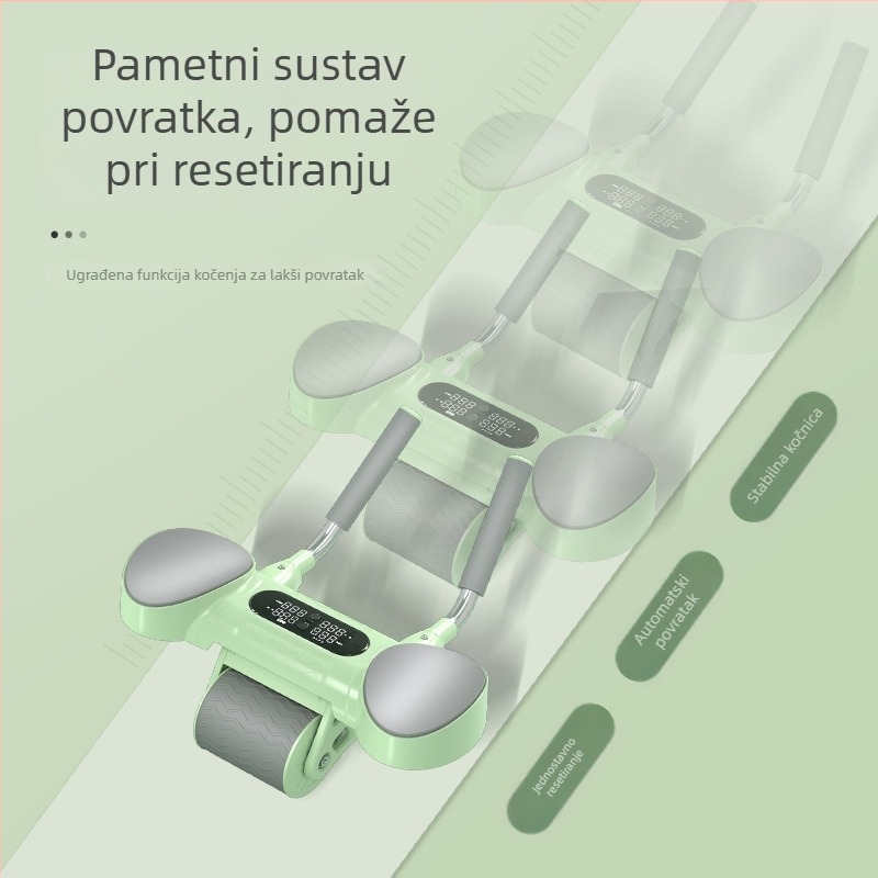 Rolika za trbušne mišiće s automatskim vraćanjem i brojačem – tiha, protuklizna, nježna prema struku, za kućnu fitness opremu