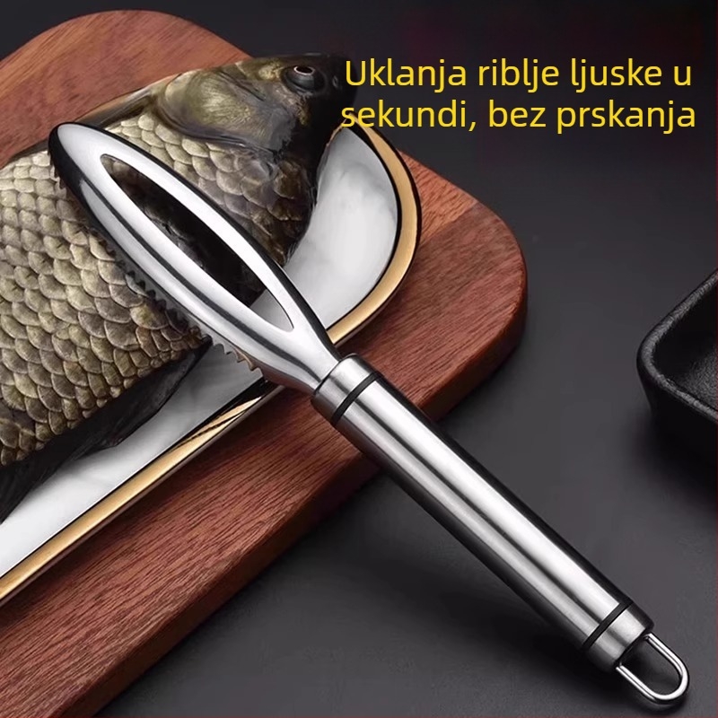 Alat od nehrđajućeg čelika za uklanjanje ljuskica ribe i nož – kuhinjski alat 3-u-1