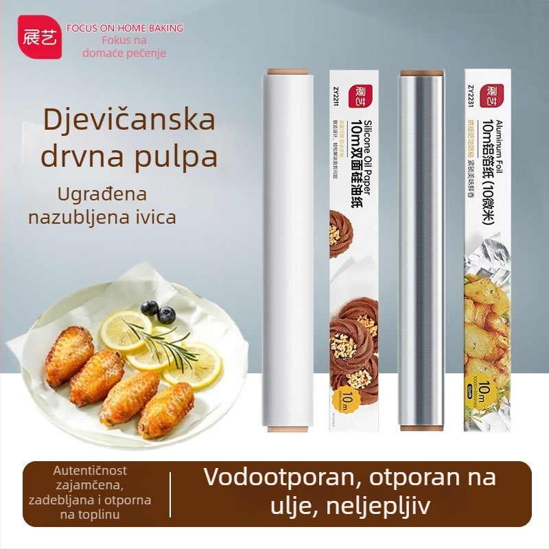 Papir za pečenje sa silikonskim premazom i aluminijskom folijom, prehrambena kvaliteta, za pećnicu i kućnu fritezu na zrak