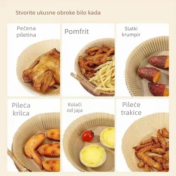 Silikonskim premazom obloženi pek papir, okruglog oblika, višenamjenski papir za pečenje i prženje, prehrambena kvaliteta